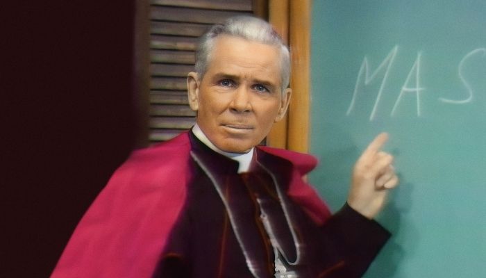 O venerável Fulton Sheen em episódio da série A vida vale a pena, disponível na Lumine.
