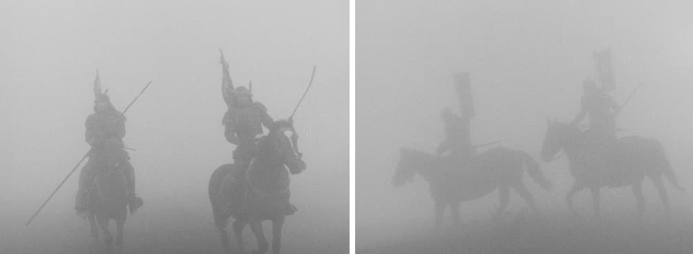 cenas do nevoeiro no filme "Trono manchado de sangue", de Akira Kurosawa